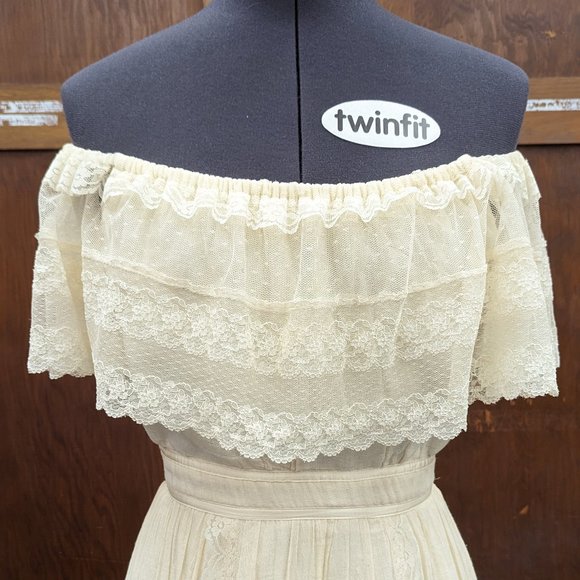 VINTAGE WEDDING - 1970s Vintage Gunne Sax by Jessica McClintock Size 5 Natural - Picture 2 of 15